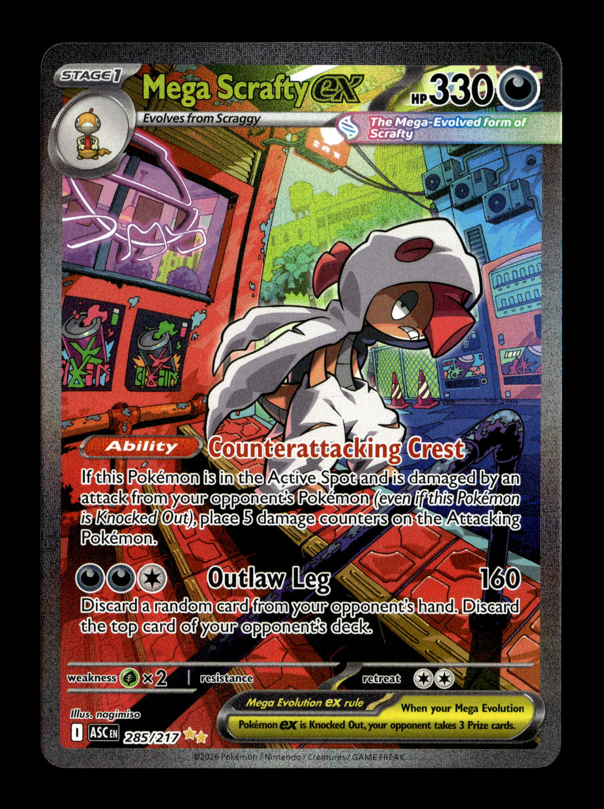 Pokemon Ascended Heroes Mega Scrafty ex 285
