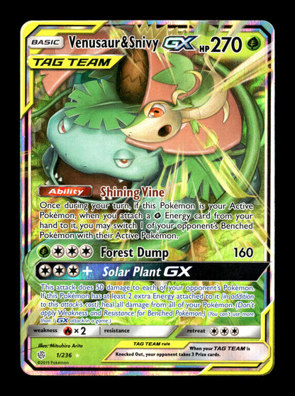 Pokemon Cosmic Eclipse Venusaur & Snivy GX 1