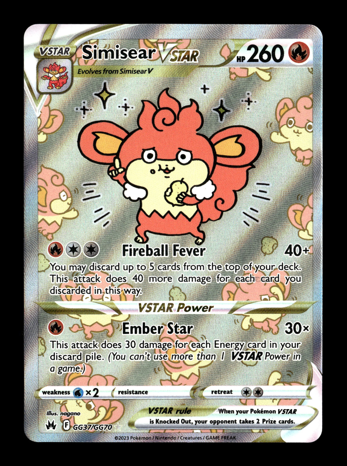 Pokemon Crown Zenith Simisear VSTAR GG37