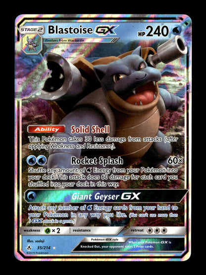 Pokemon Unbroken Bonds Blastoise GX 35