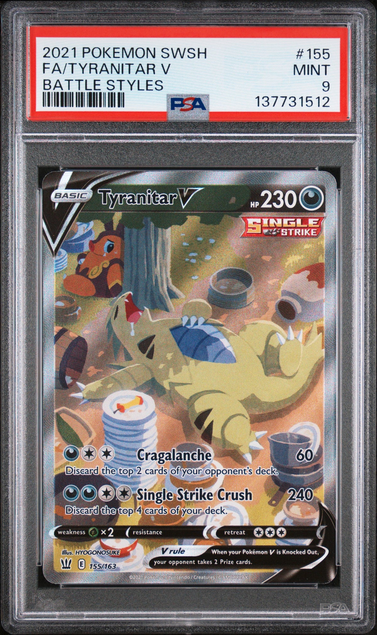 Pokemon Battle Styles Tyranitar V 155 PSA 9
